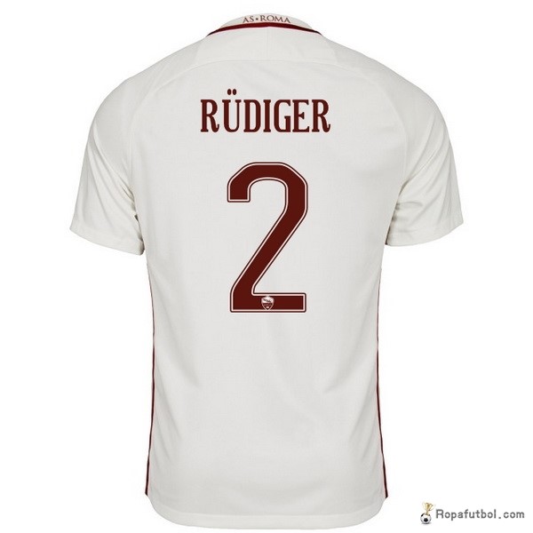 Camiseta As Roma Replica Segunda Ropa Rudiger 2016/17 Blanco